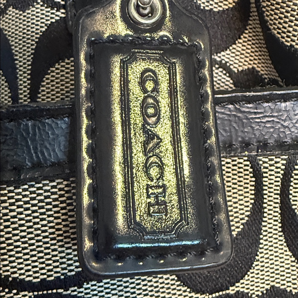 COACH VINTAGE Y2K MONOGRAM Black and GREY Signature SMALL Tote - Picture 2 of 14